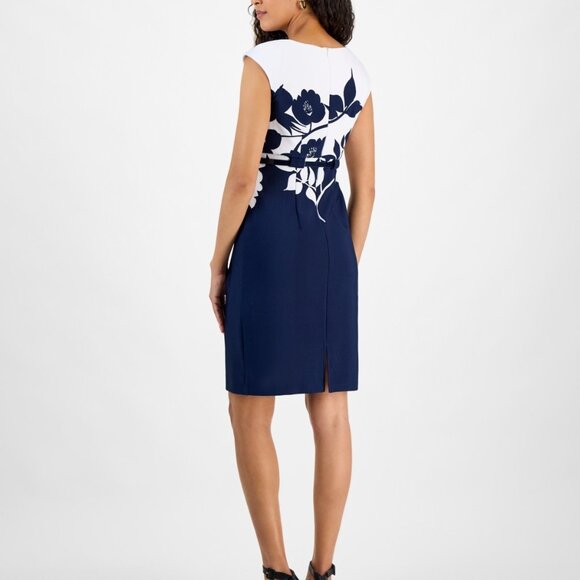 Connected Women's Scuba-Crepe Cap-Sleeve Sheath Dress - Nvy, Size 4, MSRP: 89 $ - Picture 4 of 4